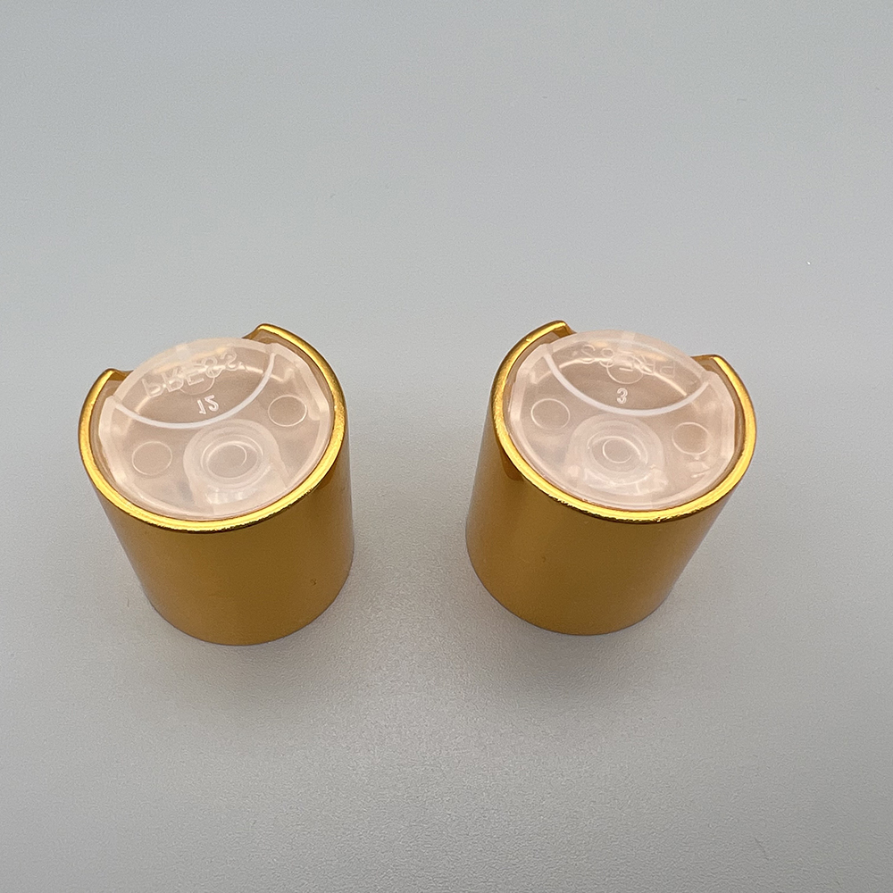 24/410 shiny gold aluminum with transparent disc top cap